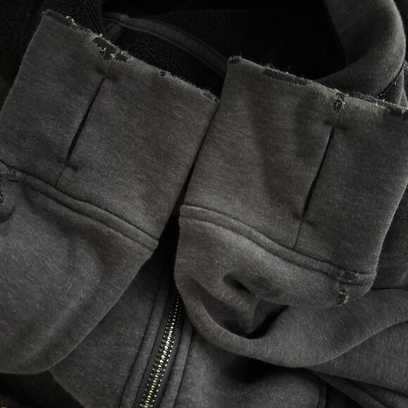 Lululemon Fleece Hoodie Medium Dark Gray Full Zip Long Sleeve Thumbholes Jacket - Picture 15 of 15